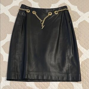 Etcetera Leather skirt with Gold Chain Belt